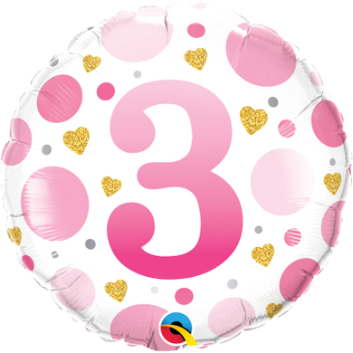 Number 3 Foil - Pink