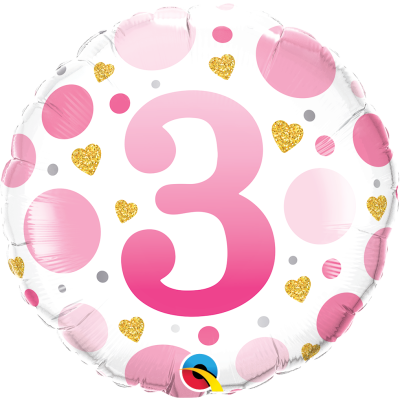 Number 3 Foil - Pink
