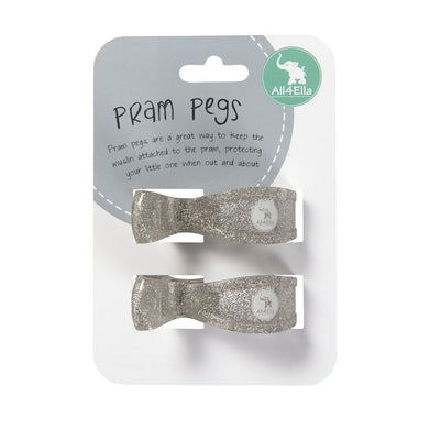 2 Pram Pegs - Silver Glitter - All4ella