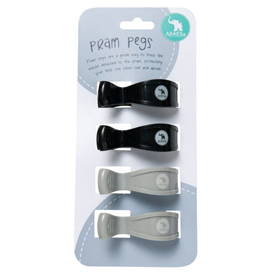 4 Pack Pram Pegs - Grey/Black - All4ella