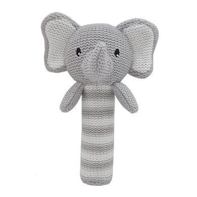 Huggable Knit Rattle - Boy Elephant