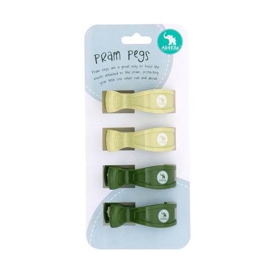 4 Pack Pram Pegs - Lime/Forest Green - All4ella