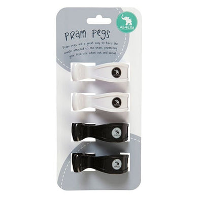 4 Pack Pram Pegs - White/Black - All4ella